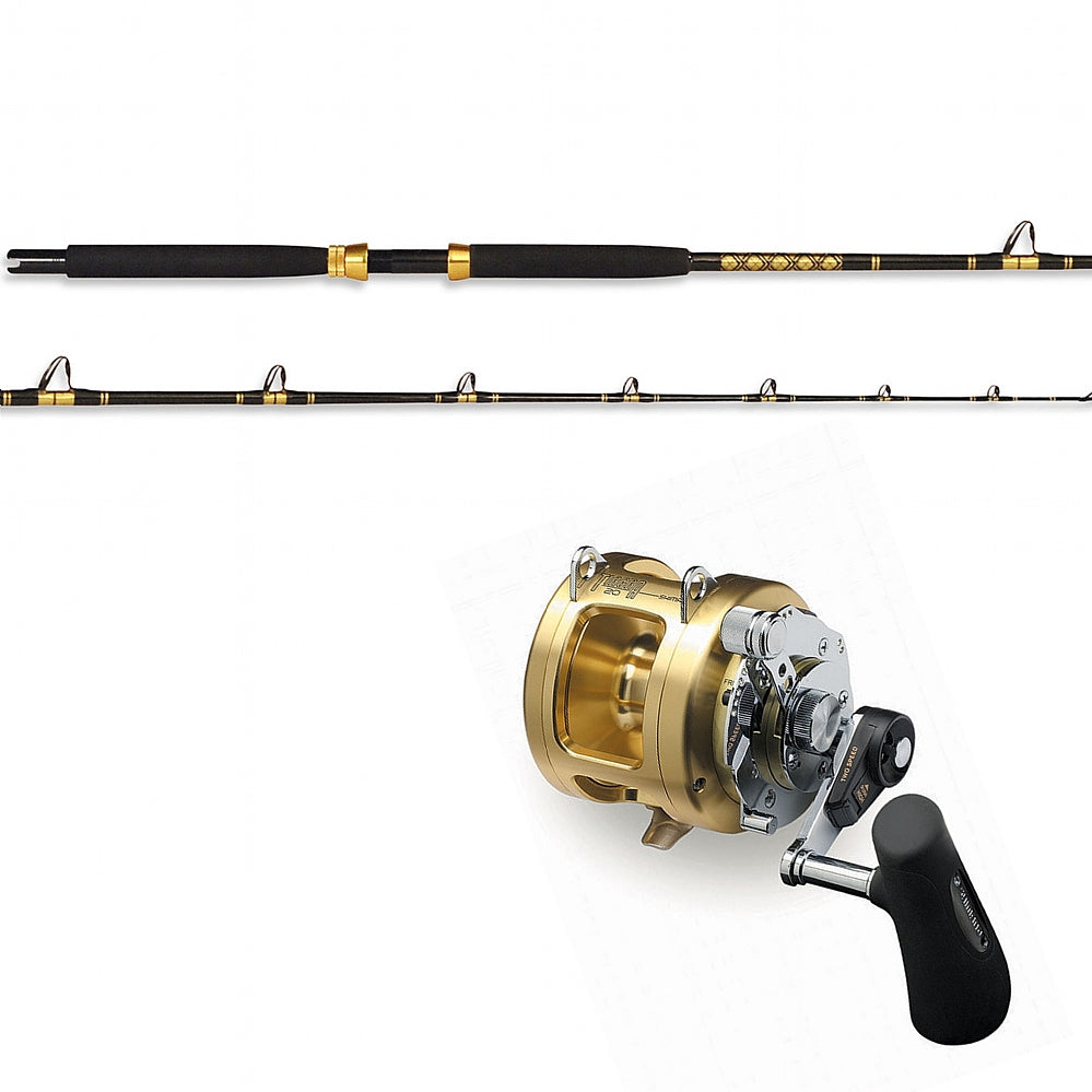 CHAOS KC 10-25 7&#39; Live Bait Rod and Shimano TIAGRA 20A 2 Speed Reel Spooled with SUFIX Mono