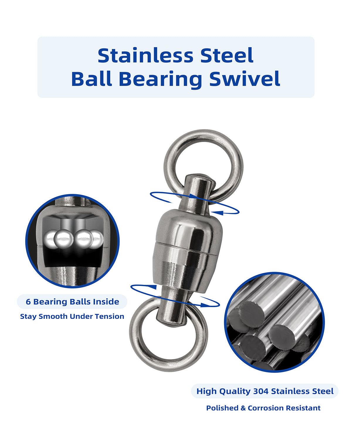 BLUEWING 304 Stainless Steel Ball Bearing Swivels