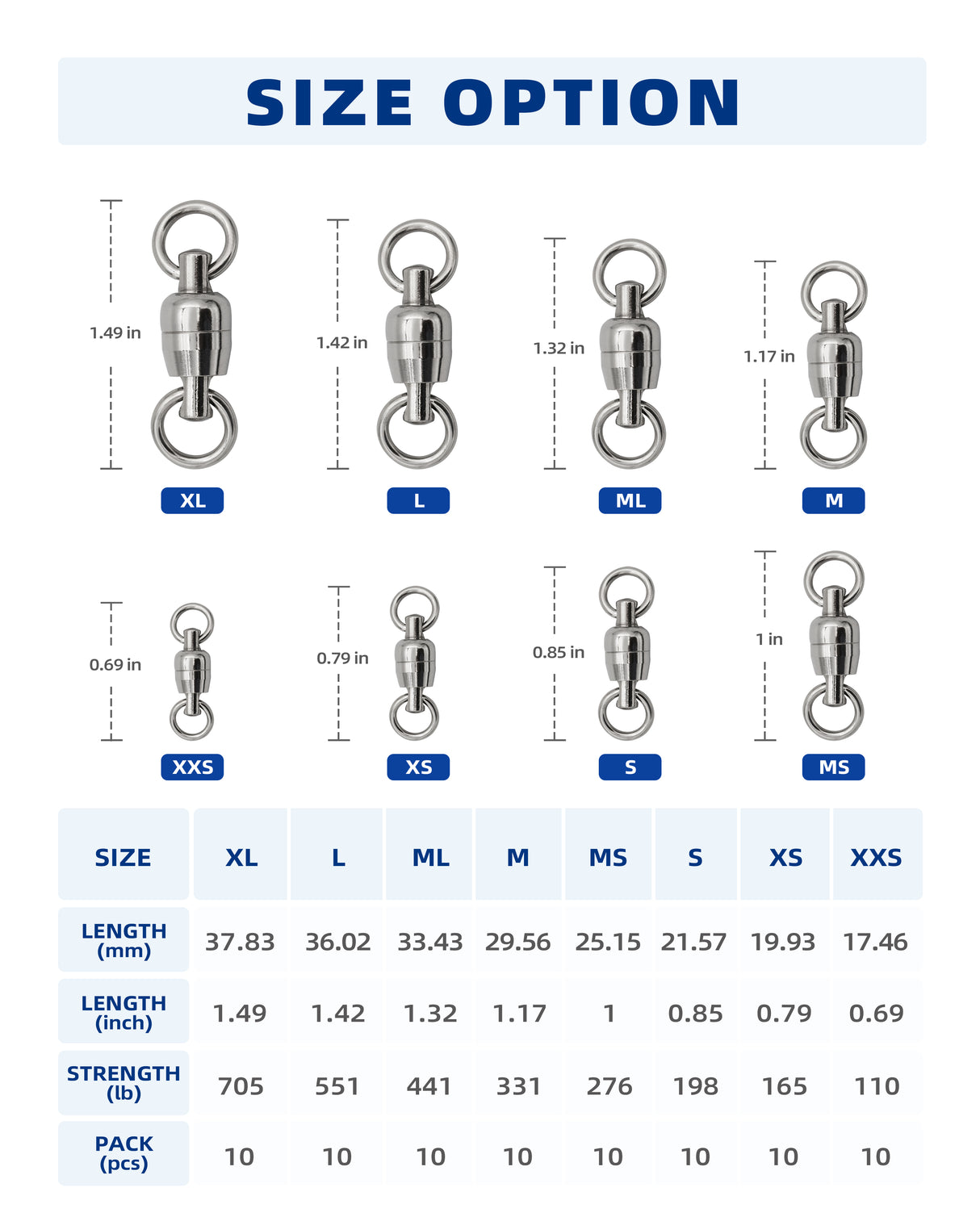 BLUEWING 304 Stainless Steel Ball Bearing Swivels
