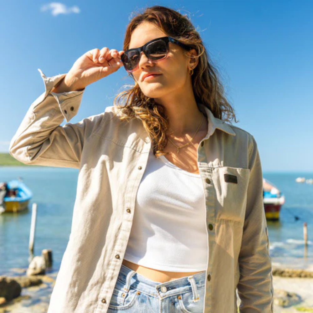 BAJIO Cometa Sunglasses | Black-Pink Sky Gloss/ Gray Polycarbonate Lenses