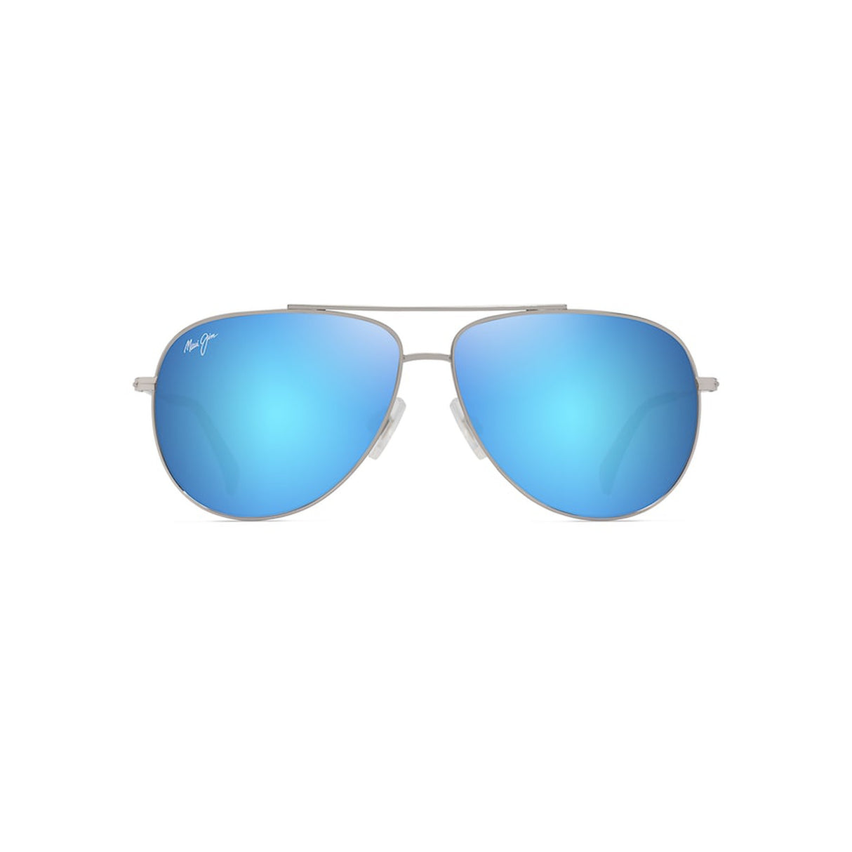 MAUI JIM Hau'oli Sunglasses Shiny Silver with Blue & Green | Blue Hawaii