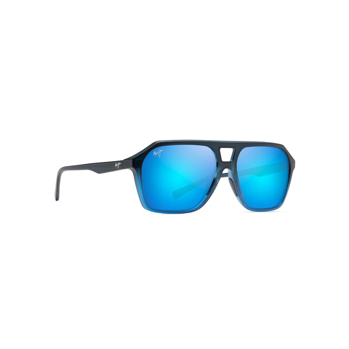 MAUI JIM Wedges Sunglasses Matte Black Fade to Blue | Blue Hawaii