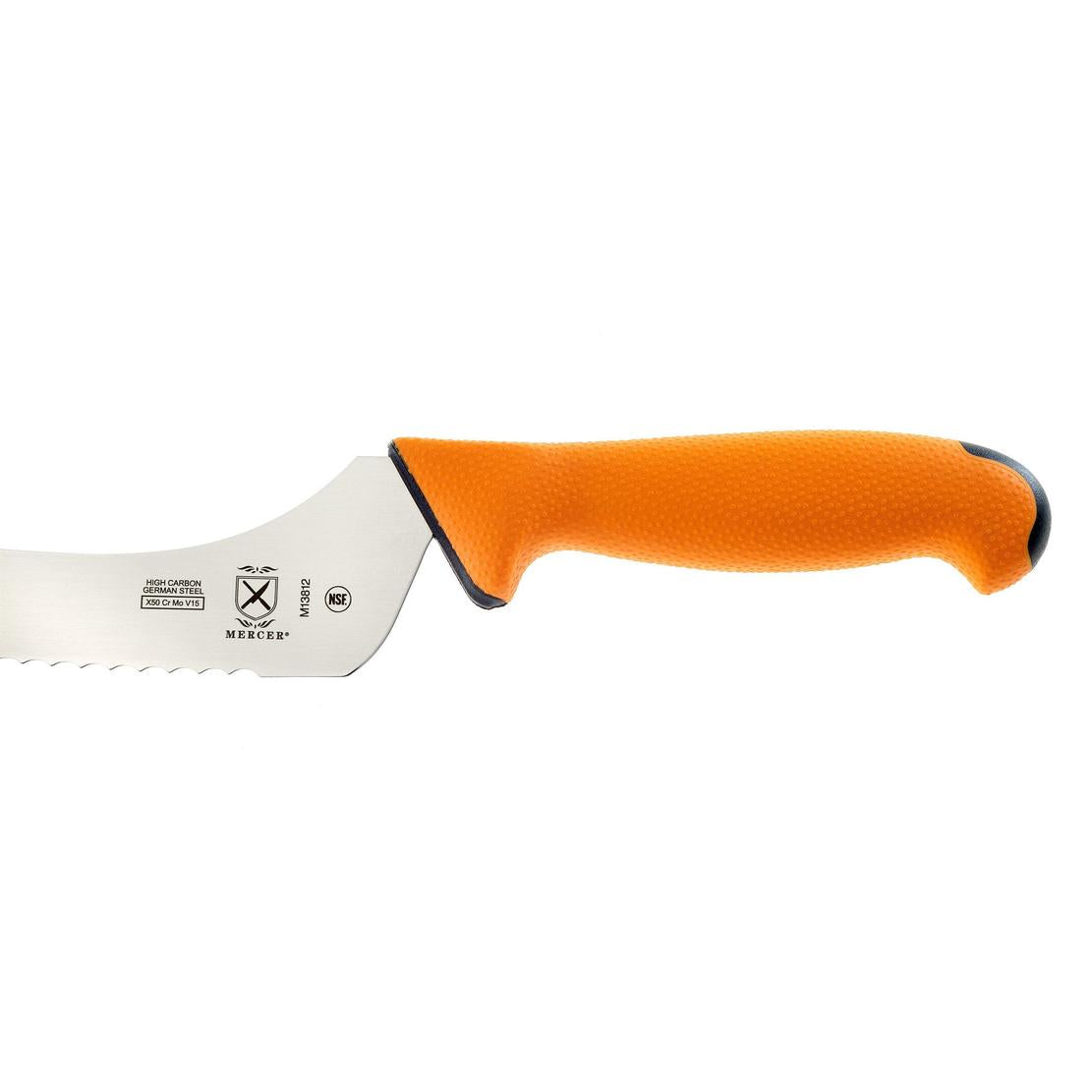 MERCER SPORT Orange Sport Handle Wavy Edge Offset Slicer 9" Knife