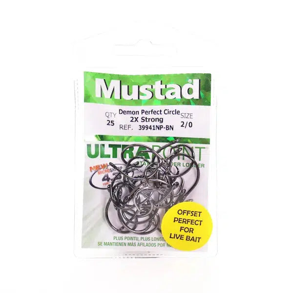 Mustad 39941NP-BN 2X Strong Demon Offset Circle Hook from MUSTAD - CHAOS  Fishing