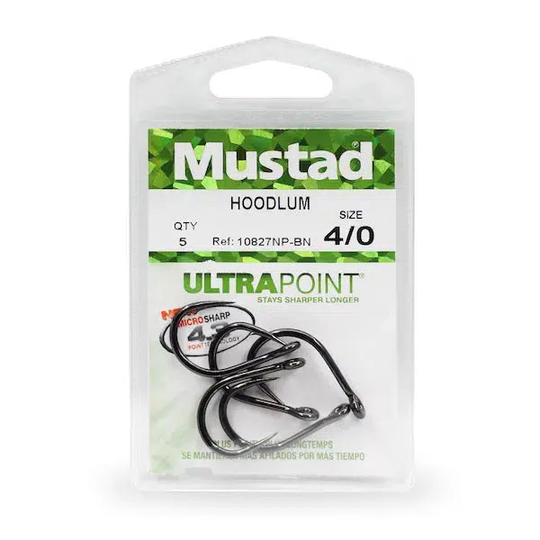 Mustad Ultra Point 4X Strong Hoodlum Live Bait Hook (Pack of 25), Black Nickel, Size 4/0