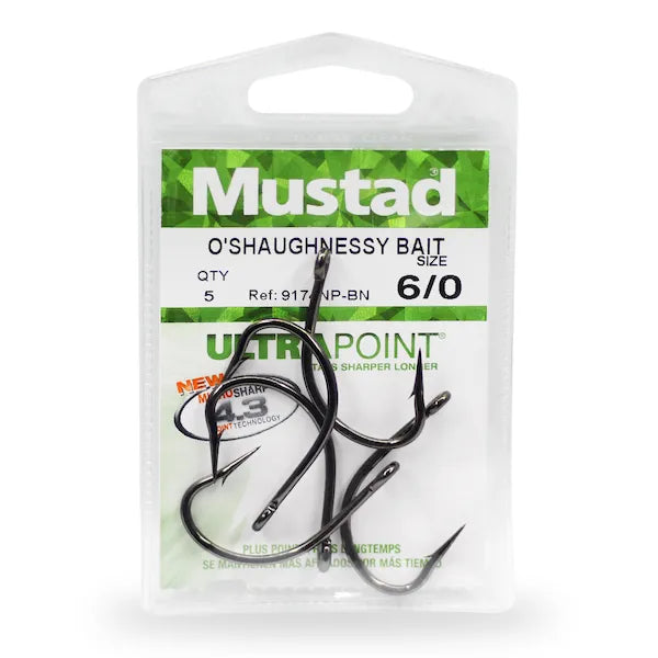 Mustad 9174NP-BN O'Shaughnessy 3X Bait Hook Black Nickel from MUSTAD -  CHAOS Fishing