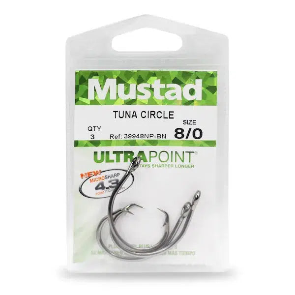 Mustad Demon Circle in Line Wide Gap 1X Fine Wire Hook (100 Pack),  Black/Nickel, Size 8/0 