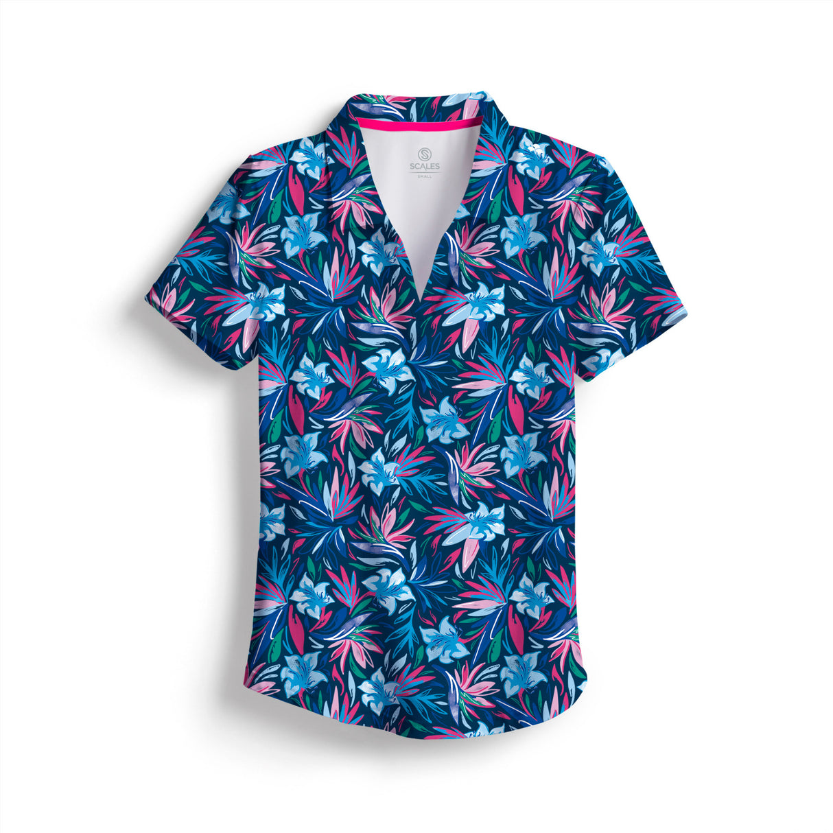 SCALES Wild Flowers Womens Short Sleeve Polo