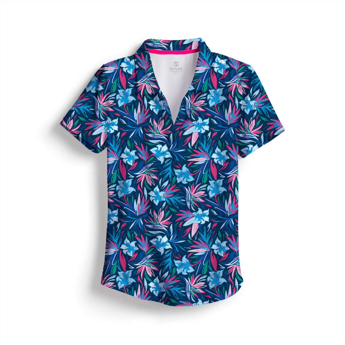 SCALES Wild Flowers Womens Short Sleeve Polo