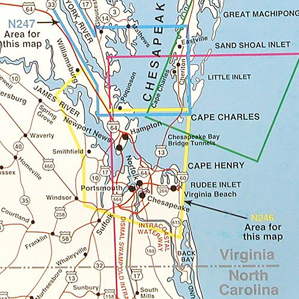 Top Spot Fishing Map N245, Virginia, Cape Charles to Chincoteague Inshore - Offshore