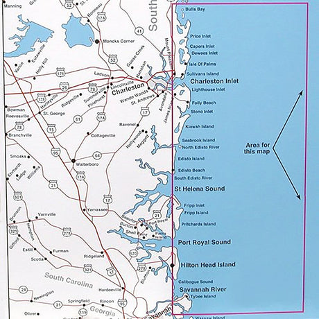 Top Spot Fishing Map N235, Hilton Head to Charleston