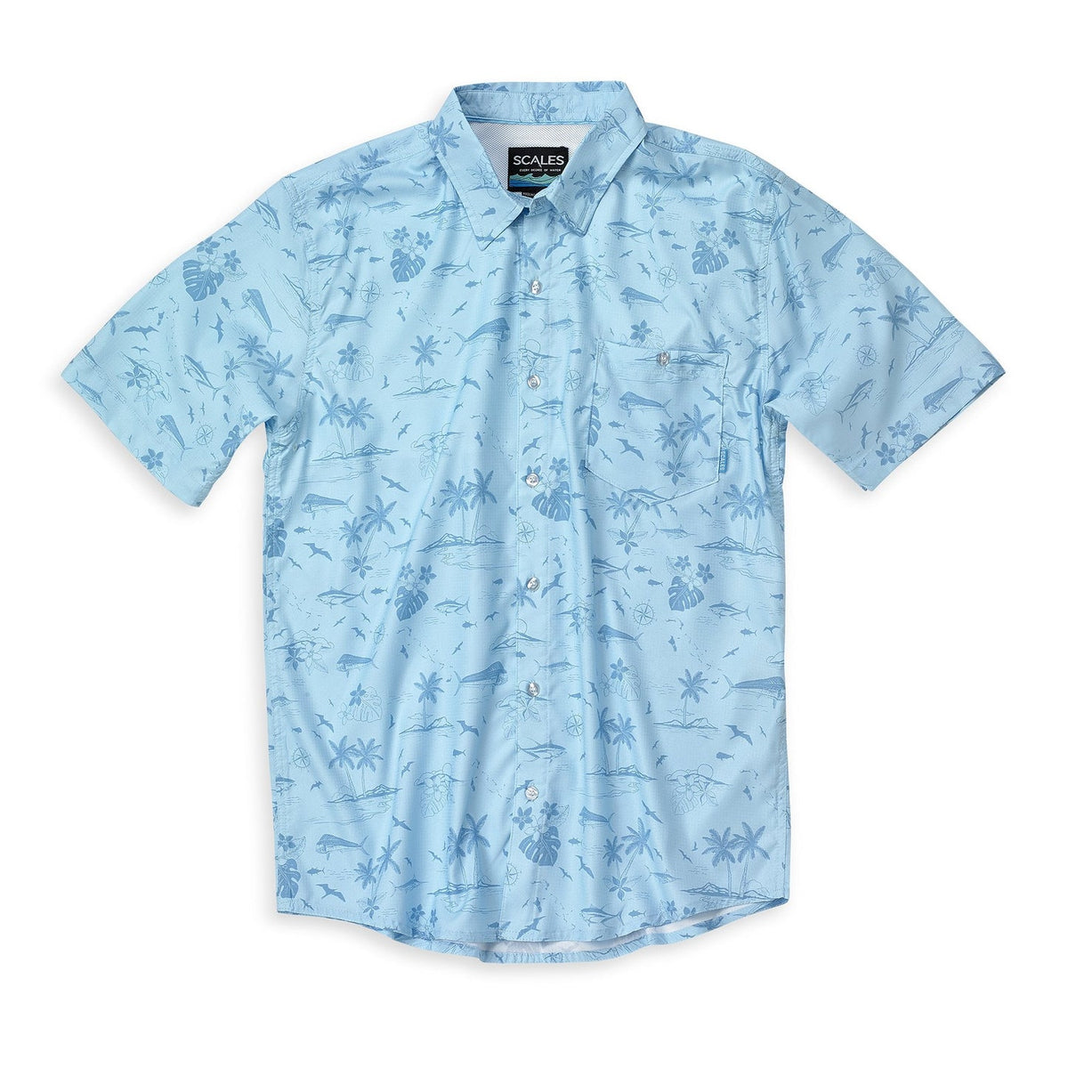 SCALES Never A Tourist Performance Button Down Shirt