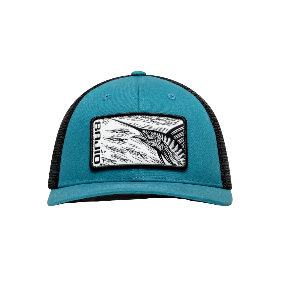 BAJIO Sailfish Patch Trucker Hat - Teal/Black One Size