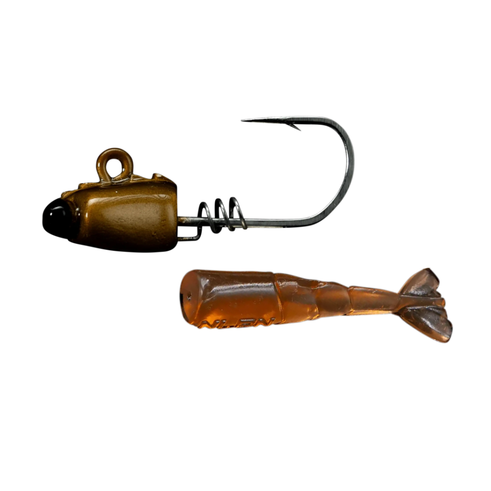 NLBN 3" Shrimp Jig Head and Tail Bundle: Amber Alert