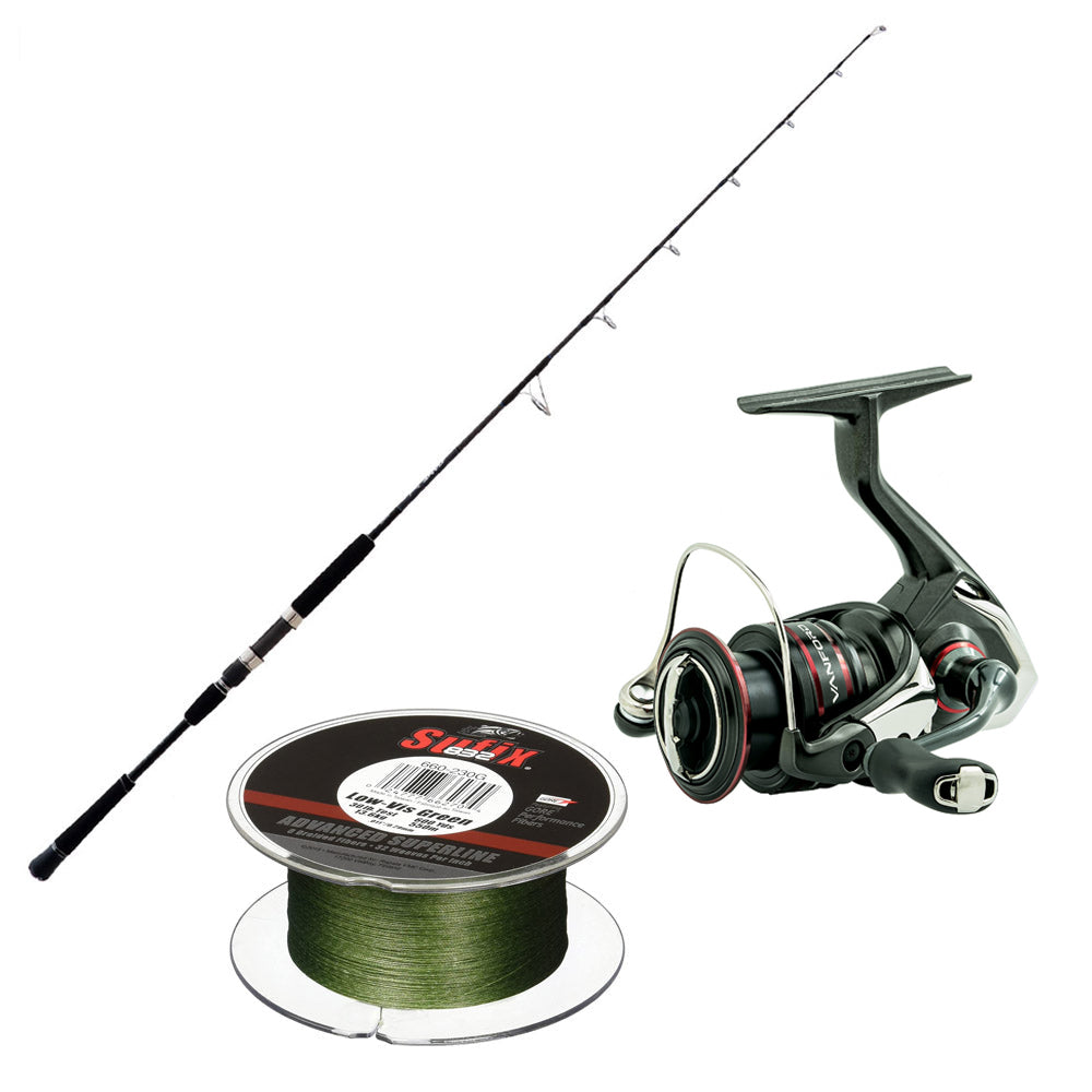 Shimano Game Type J Spinning MH 510 5FT10IN with Shimano VANFORD F C5000XG & SUFIX 832 Braid 600 Yards Lime 20# Combo