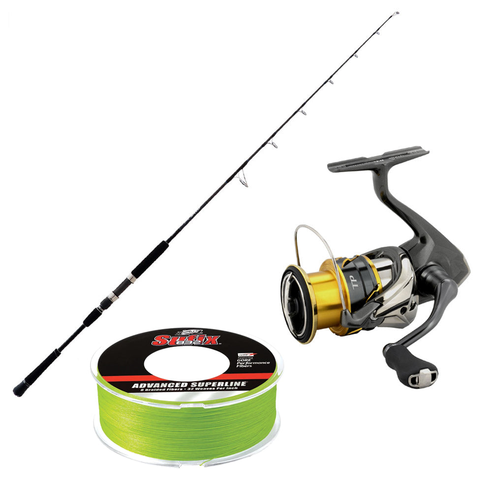 Shimano Game Type J Spinning H 56 5FT6IN With Shimano TWIN POWER C5000XGFD & SUFIX 832 Braid 600 Yards Lime 20# Combo