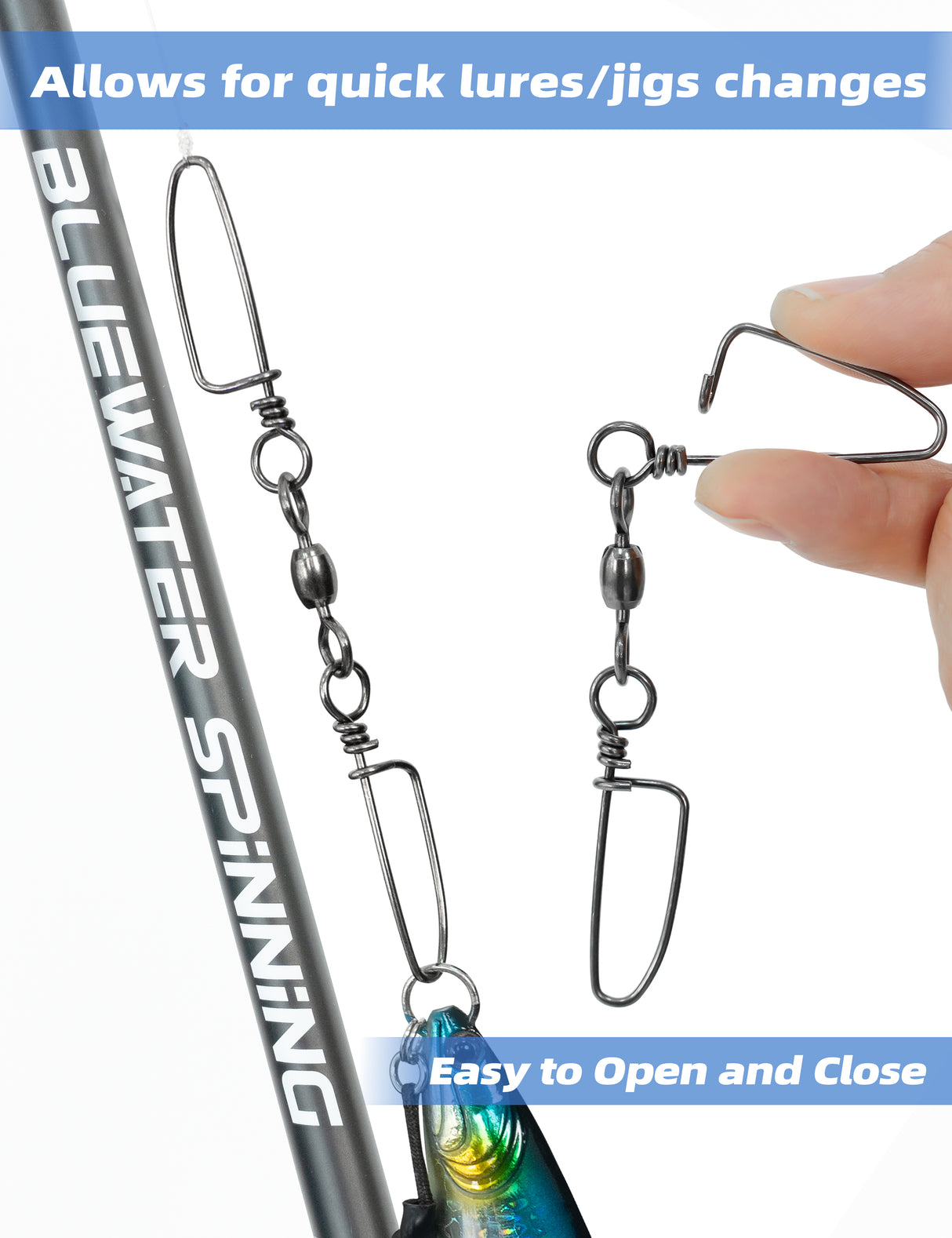 BLUEWING Double Snap Swivels with Stainless Steel Coastlock Snaps