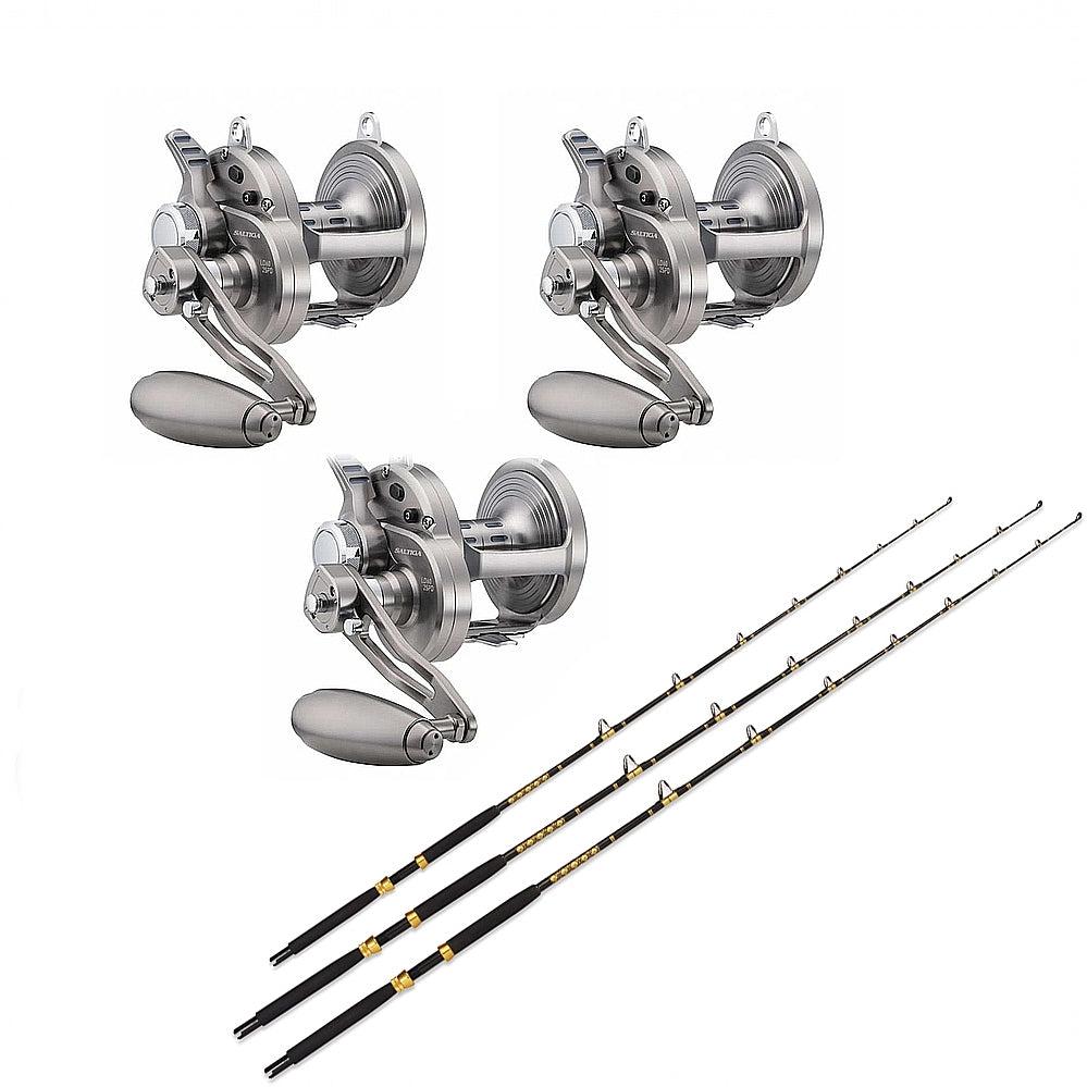 3 Daiwa Saltiga 2 Speed Lever Drag 6CRBB 55 with 3 KC 15-30 7&#39;0&quot; Composite CHAOS Gold Combo