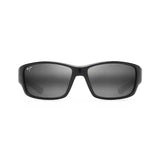 MAUI JIM Local Kine Sunglasses Shiny Black with Grey and Maroon | Neutral Grey