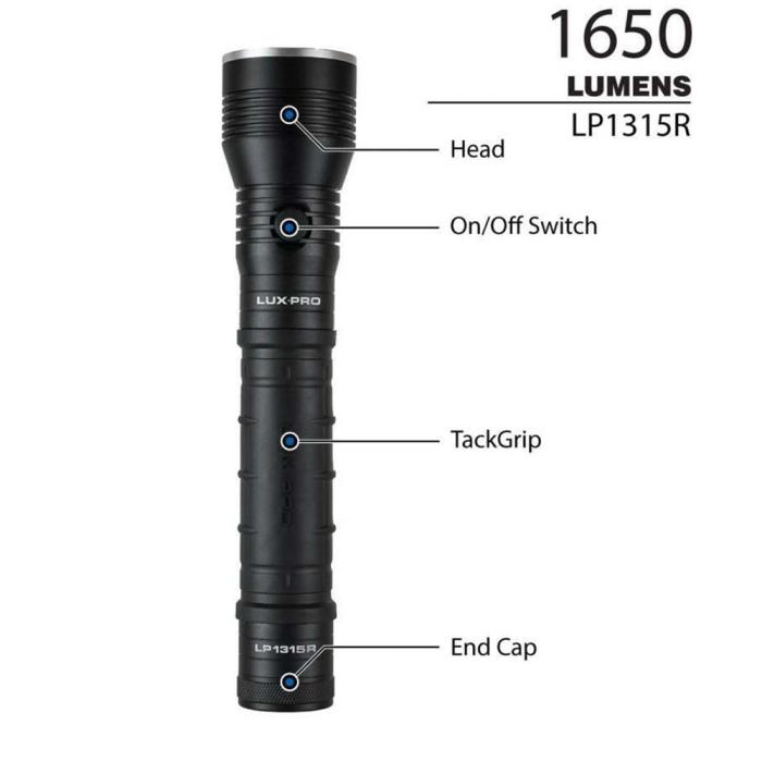 LUXPRO LP1315R High-output Long Range Handheld Flashlight, 1650 Lumen