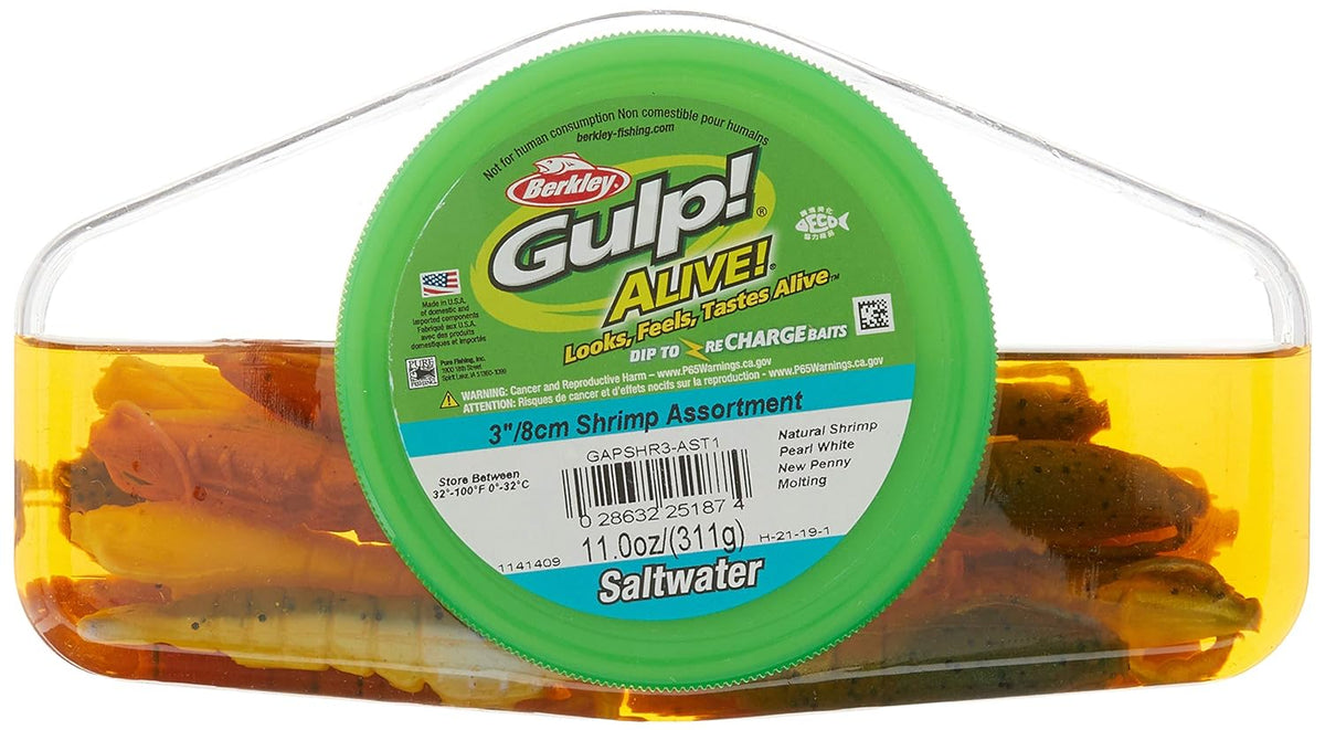 Buy 2 BERKLEY Gulp Alive Saltwater Shrimp Assrtmnt 14.3 oz Assorted 3in Get 1 FREE