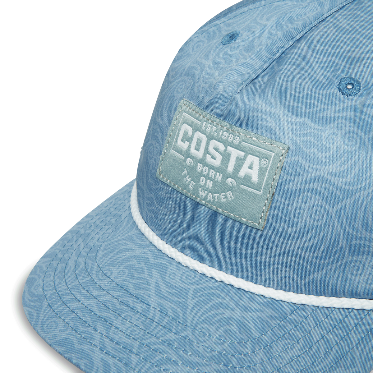 COSTA Printed Unstructured Hat - Woodcut Print Heron Blue