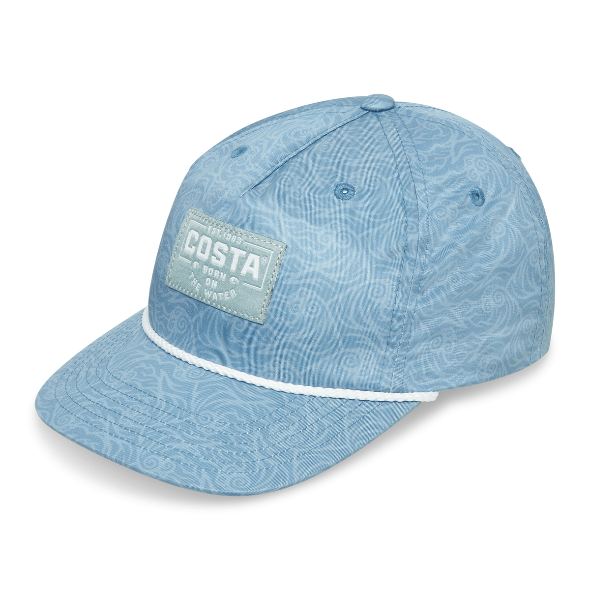 COSTA Printed Unstructured Hat - Woodcut Print Heron Blue