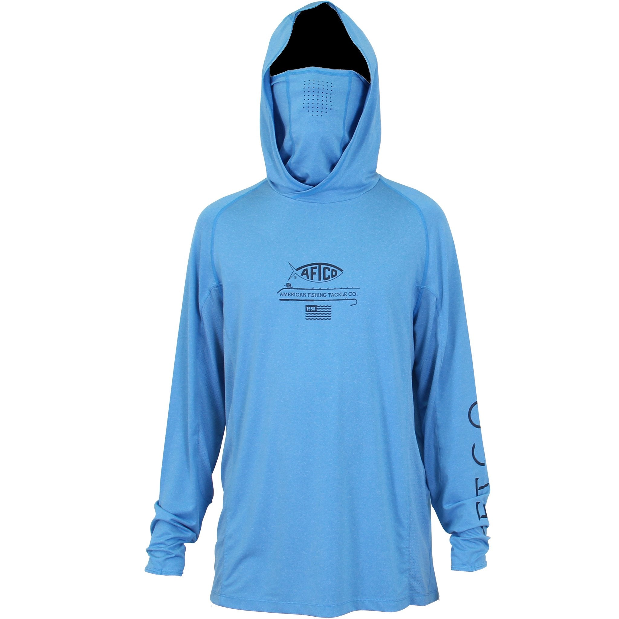 Aftco Space Blue Heather Samurai 2 L/S Hooded Performance Shirt