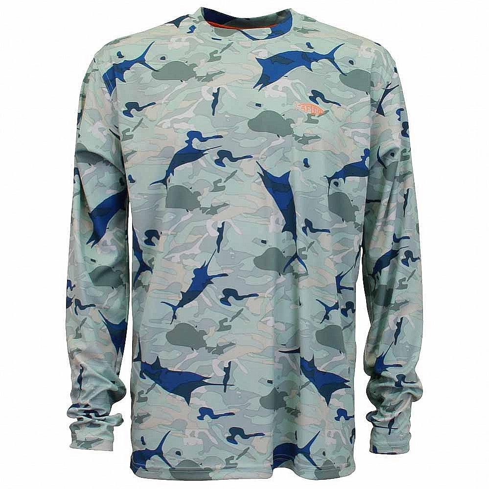 AFTCO Caster Performance Long Sleeve Shirt - Black Camo - Small