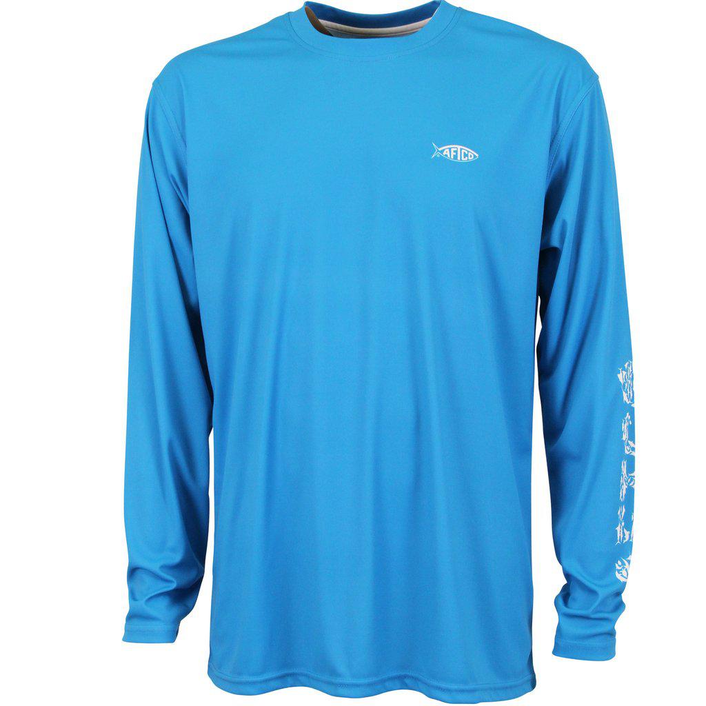 AFTCO Jigfish Long Sleeve Shirt, Sky Blue, Large
