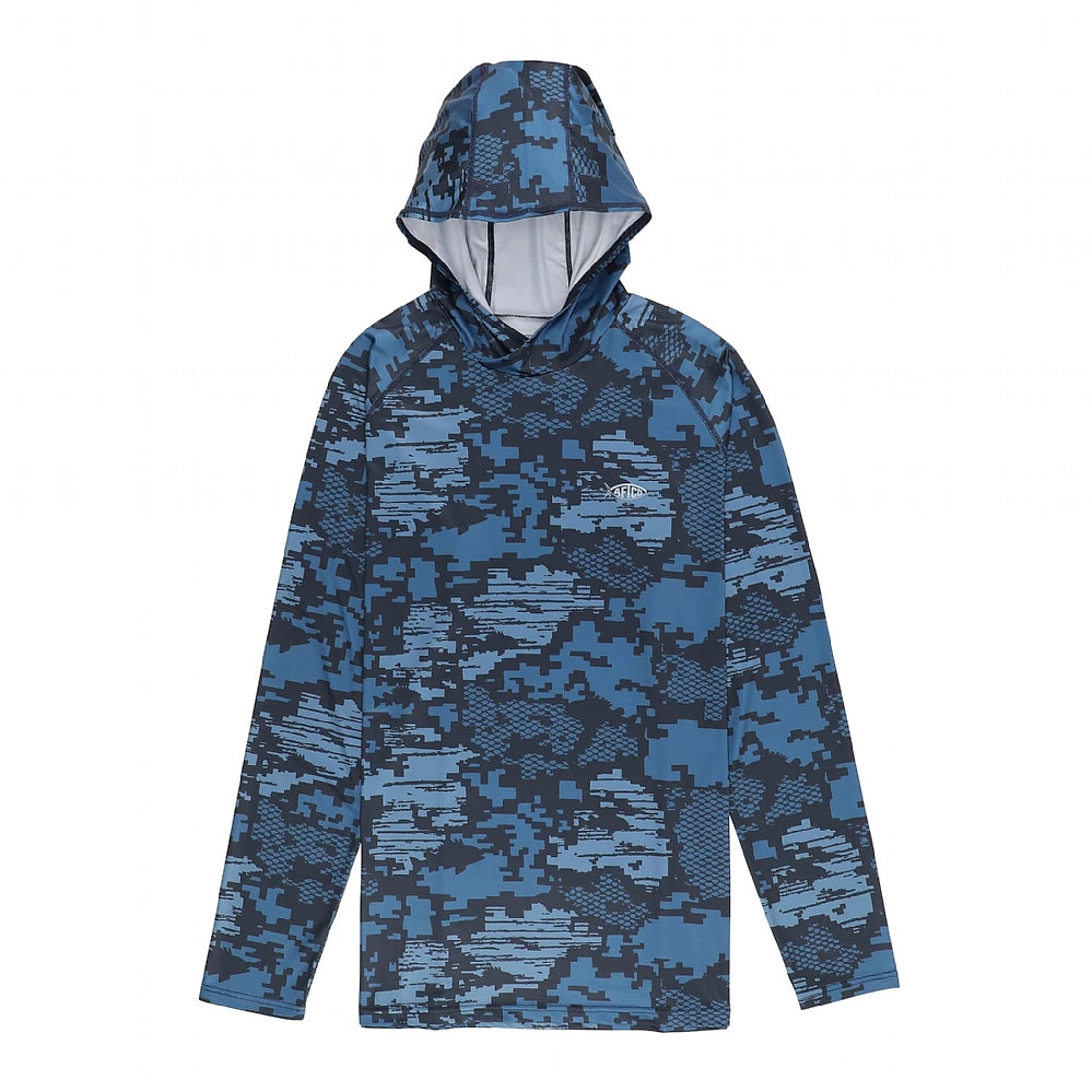 AFTCO Tactical Hooded LS Performance Shirt / Teal Digi Camo / 2x
