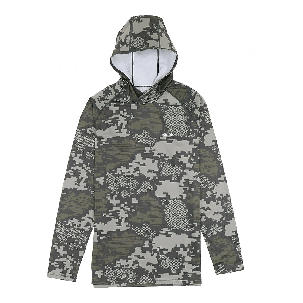 AFTCO Tactical Hooded LS Performance Shirt / Teal Digi Camo / 2x