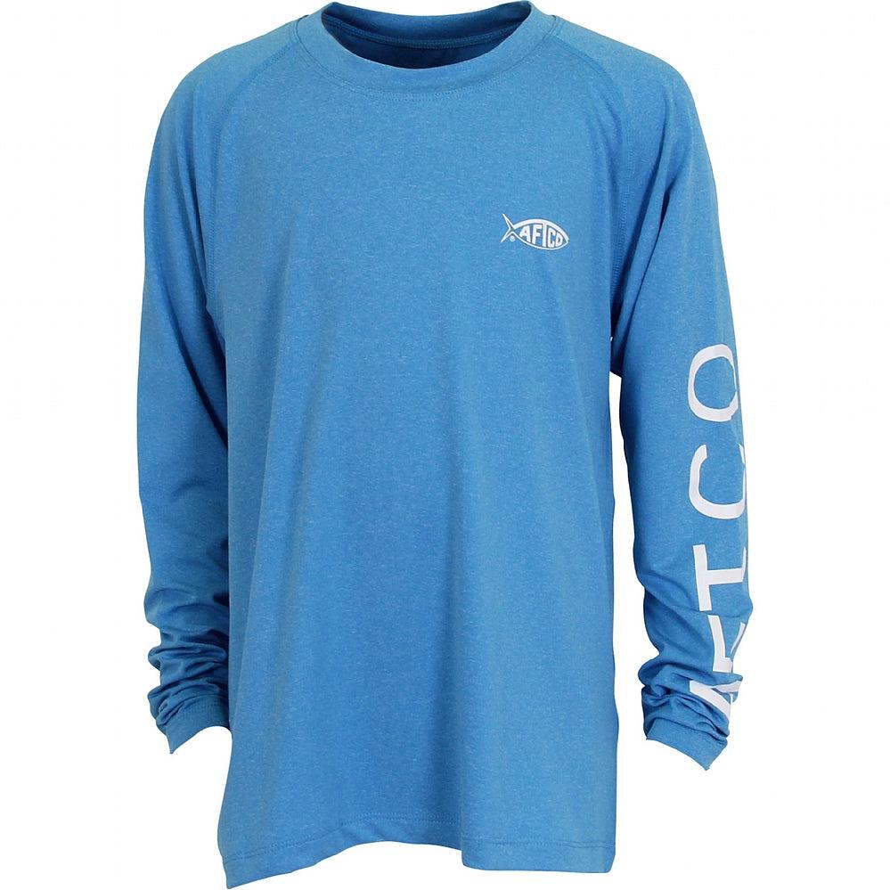 AFTCO Youth Flipper Long Sleeve Performance Knit Shirt White Size XL | Polyester | Chaos Fishing
