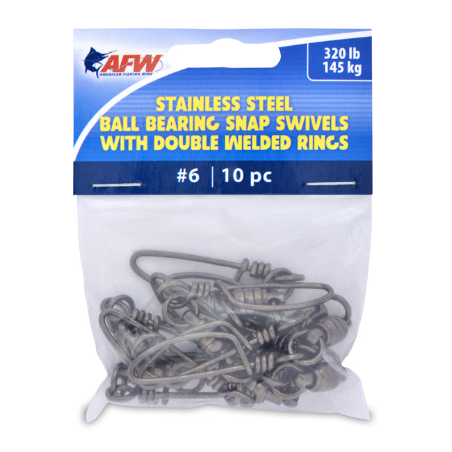 AFW Stainless Steel Ball Bearing Snap Swivels With Double Welded Rings