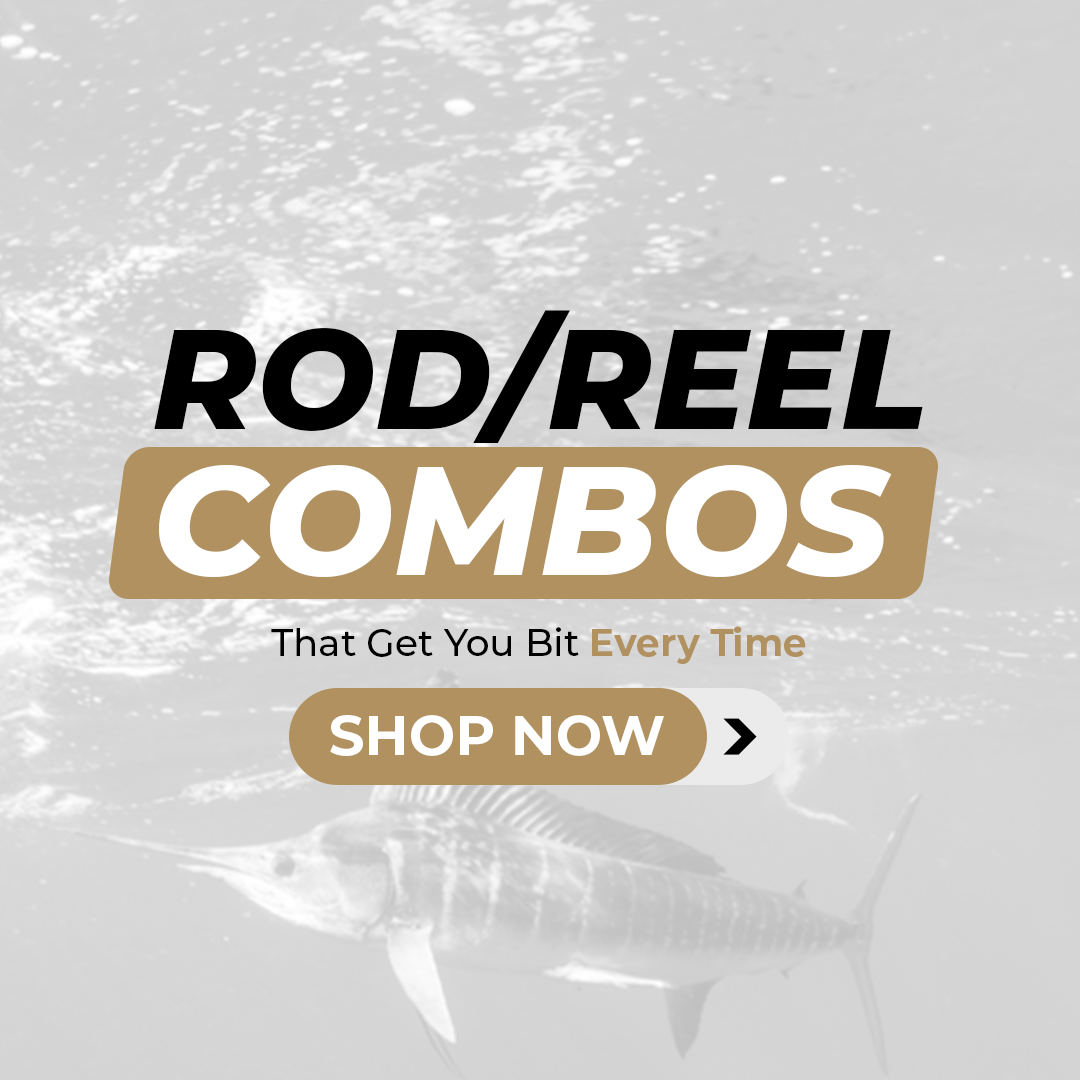 Rod /Reel Combo Banner That Get you bite every time.  Icon to click shop Now