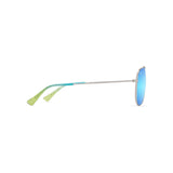 MAUI JIM Hau'oli Sunglasses Shiny Silver with Blue & Green |  Blue Hawaii