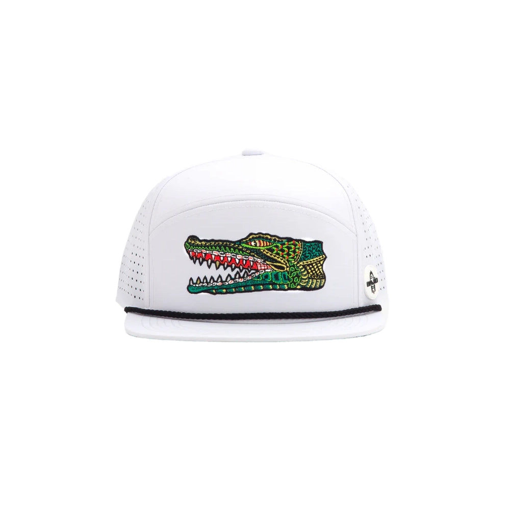 BAJIO Gator Head Performance Flat Brim Hat - White/White One Size