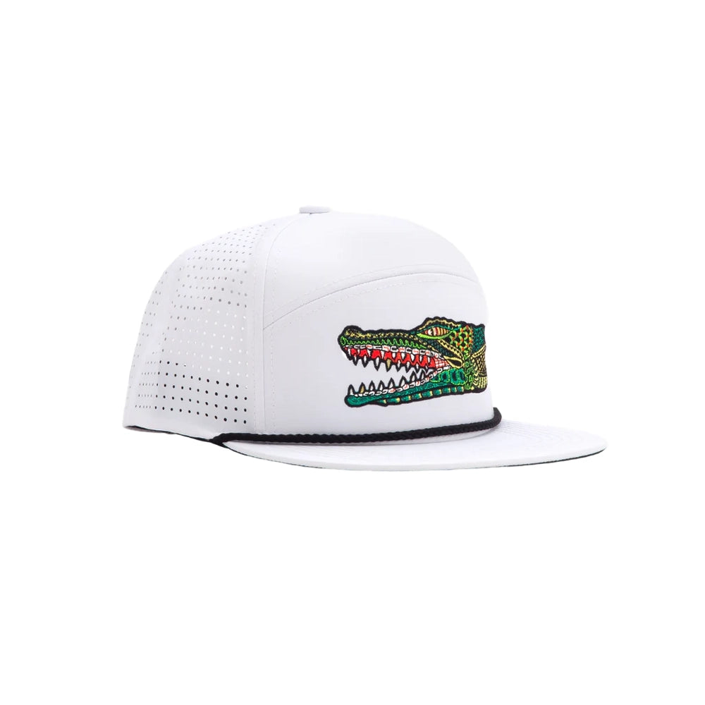 BAJIO Gator Head Performance Flat Brim Hat - White/White One Size