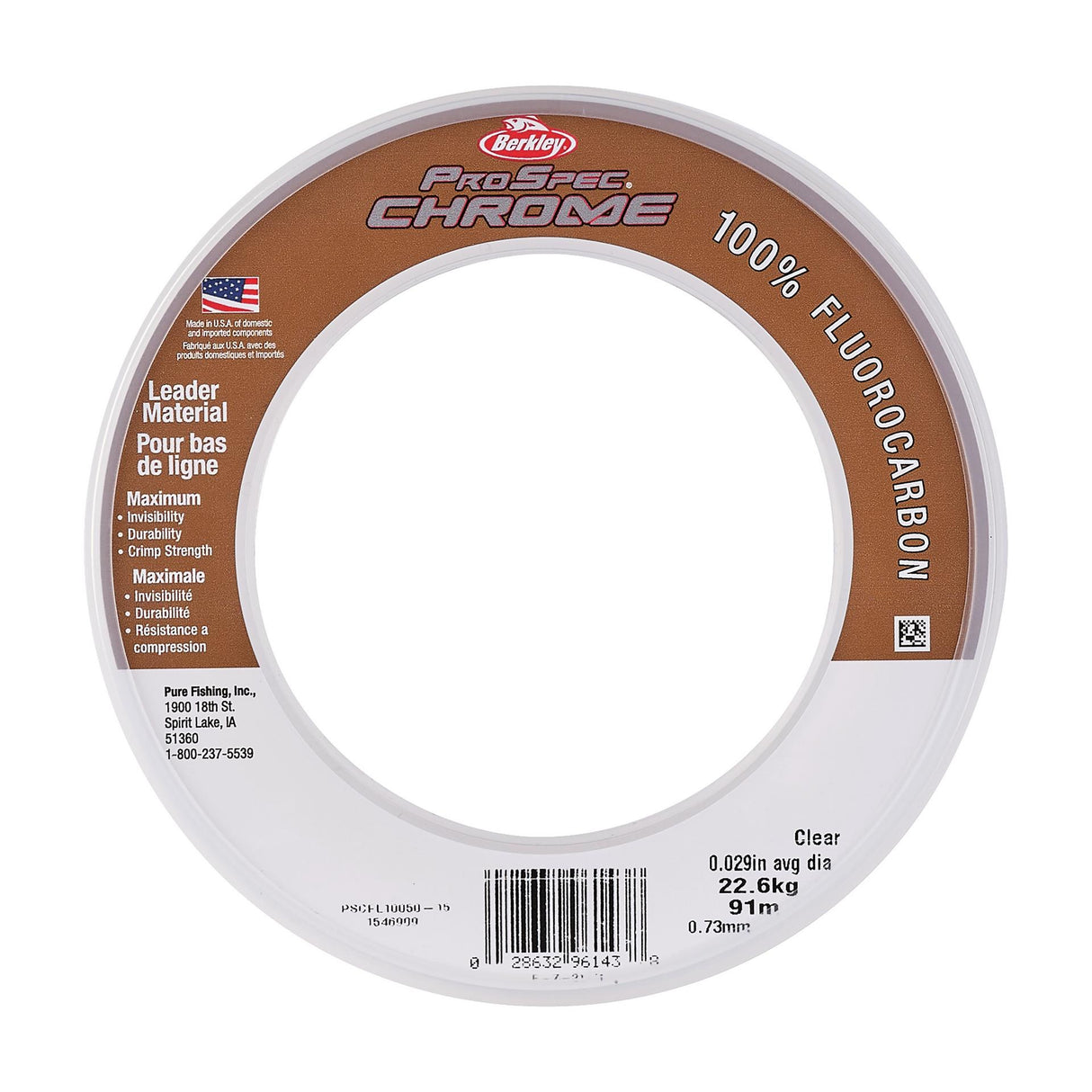 Berkley ProSpec Chrome 100% Fluoro Leader 17# Clear 25 Yards