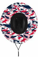 BLACKTIPH Straw Hat - Red White and Blue Shark Camo- Black