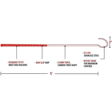 Bubba Carbon Fiber Fishing Gaff 5' Handle 3" Hook