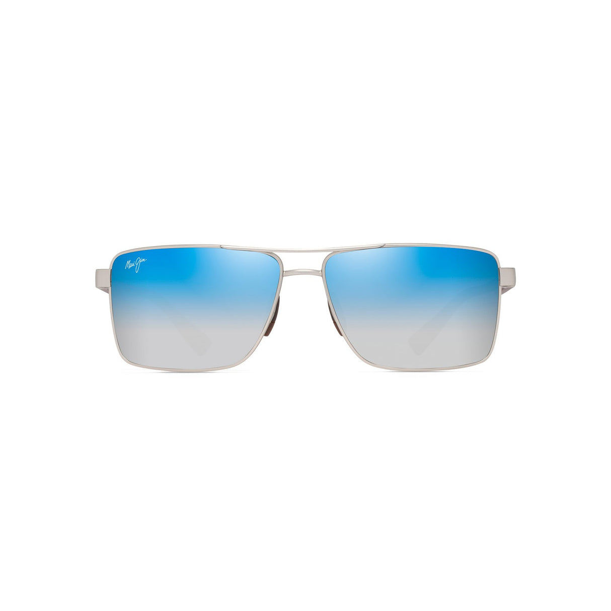 MAUI JIM Piha Sunglasses Matte Silver Brown | Dual Mirror Blue to Silver