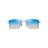 MAUI JIM Piha Sunglasses Matte Silver Brown | Dual Mirror Blue to Silver