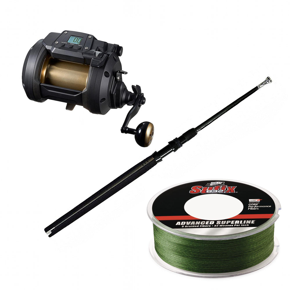 Buy Tanacom 800 Reel Spooled with 80# Sufix Green Braid, Get 25% OFF CHAOS Kite Rod 32" with Winthrop Top Black Out