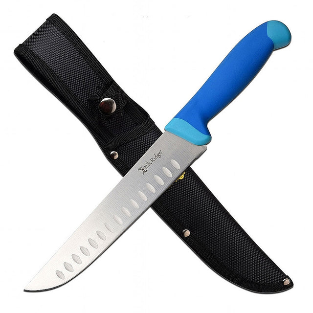 Elk Ridge Fillet Knife with Blue Rubberized Nylon Handle ER-200-05HF