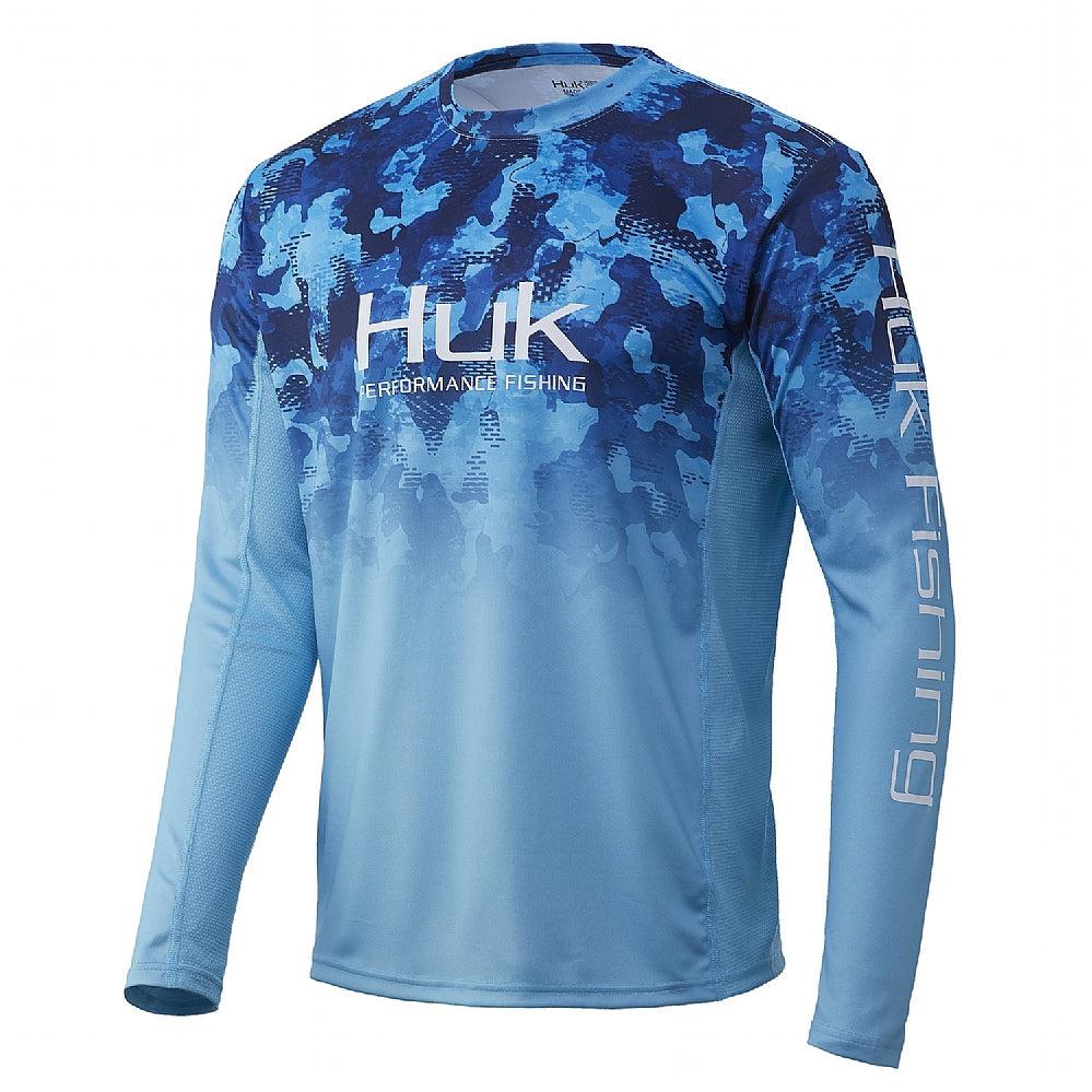 Huk Men's Icon x KC Refraction Camo Fade Performance Shirt (San Sal, Small)