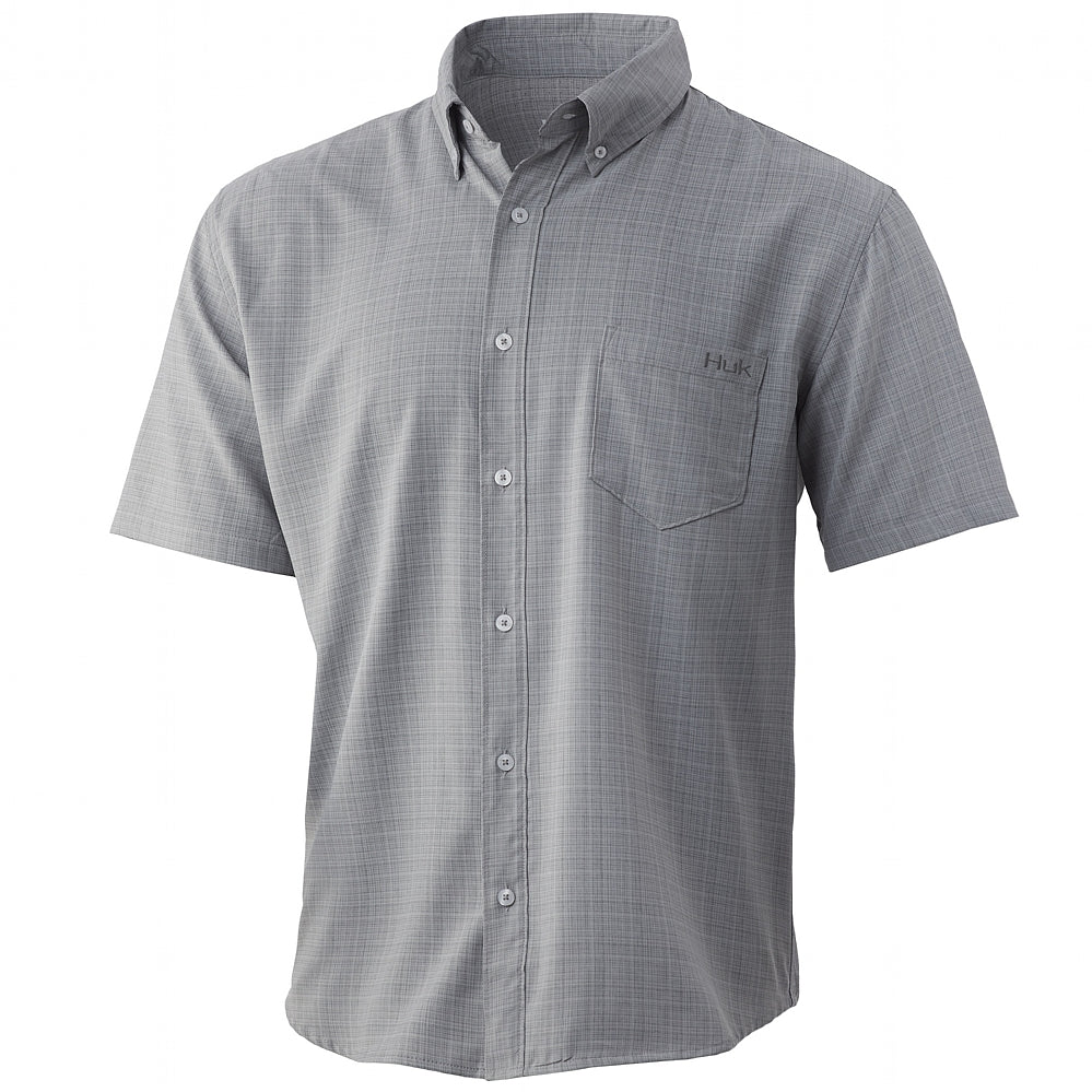 HUK Men's Cross-Dye Teaser Short Sleeve Button Down Shirt