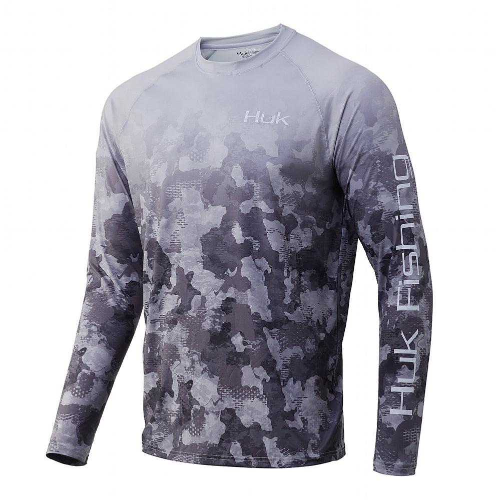 Huk Refraction Fish Fade Long-Sleeve Shirt for Men - Ice Boat - S