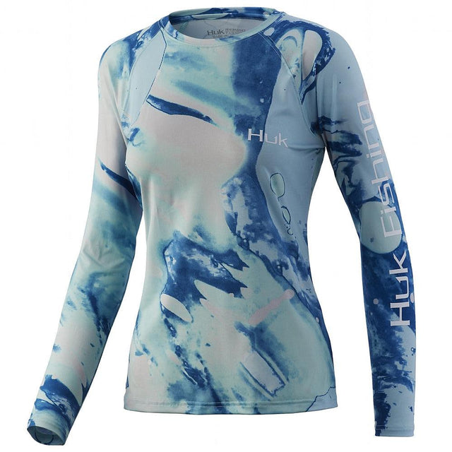 HUK Women's Tie Dye Lava Long Sleeve Pursuit - Sea Foam