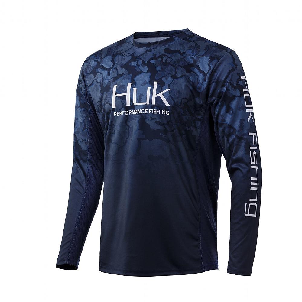 Huk Icon X Refraction Camo Fade Long-Sleeve Shirt for Men - Bluefin - S